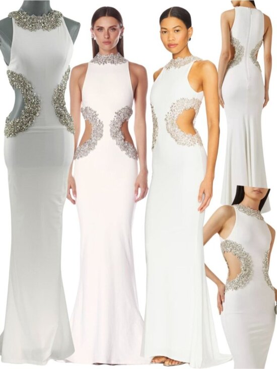 Bronx and Banco Dresses & Skirts - 🆕 BRONX & BANCO 🧿 NWOT Camila Rhinestone Cut-Out Gown, White - Sz XS US 2